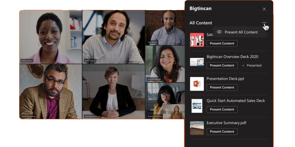search and share content on-the-fly during a live meeting